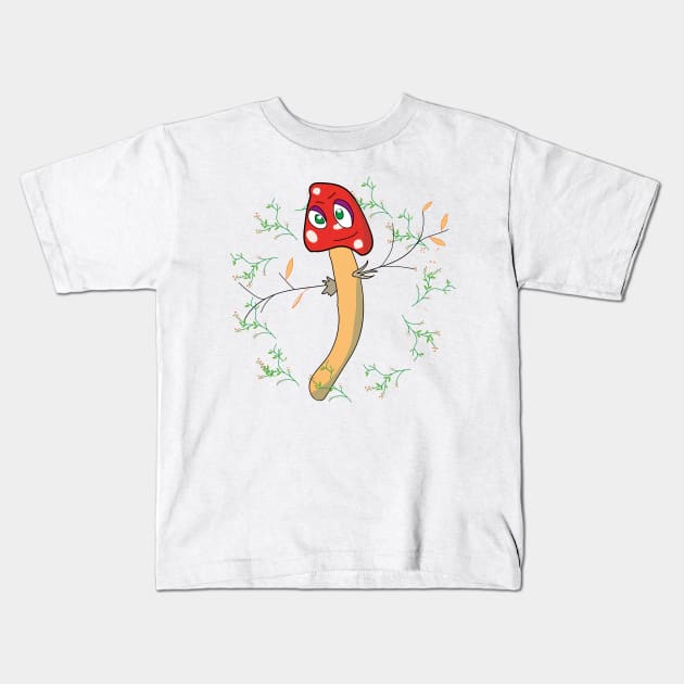 Dance Of Funny Mashroom Kids T-Shirt by IbaraArt